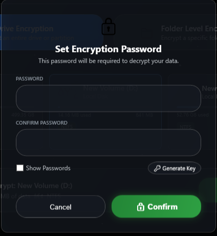 Encryption Modal